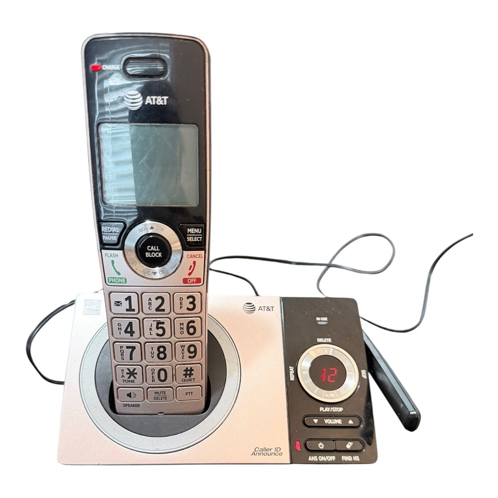 AT&T CL82229 Cordless Phone System Rose Gold Black Caller ID Announce Call Block